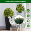 Artificial  Topiary Ball, Decorative Artificial Boxwood Balls with Flowers, Indoor Outdoor Faux Greenery for Fake Plants for Home Decor - 3 of 4