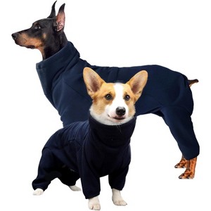 Dog Winter Coat Soft Fleece Pullover Pajamas, Cozy Jumpsuit Apparel Outfit Clothes Walking Hiking Sleep, Pet Windproof Warm Cold Weather Jacket Vest - 1 of 4