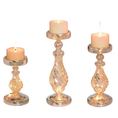 pillar candle holders set of 3