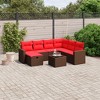 vidaXL 8 Piece Patio Sofa Set with Cushions Brown Poly Rattan - With Table - 2 of 4