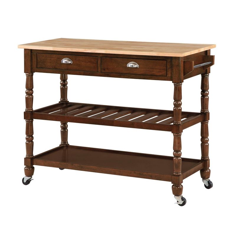 French Country 3 Tier Butcher Block Kitchen Cart with Drawers -  Breighton Home , 1 of 10