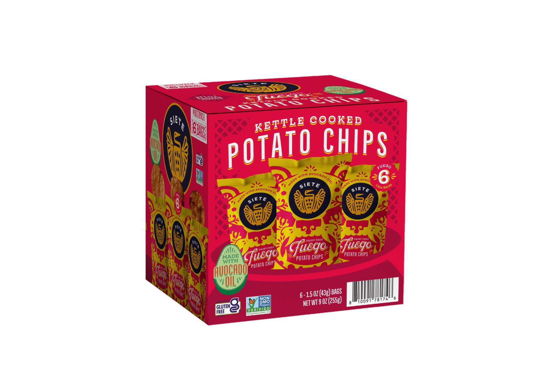 Siete Fuego Kettle Potato Chips - 9oz/6ct