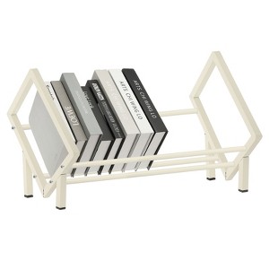 Unique Bargains Stainless Steel Magazine CD Storage Desk Decorative Bookshelf - 1 of 4