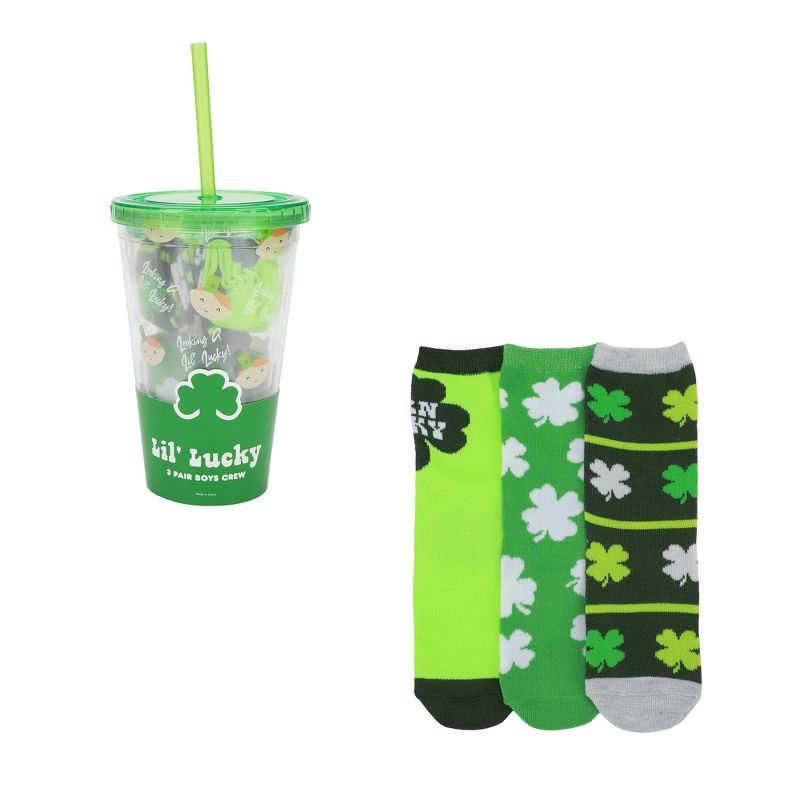 St. Patrick's Day Born Lucky Youth 3-Pack Crew Socks, 1 of 7