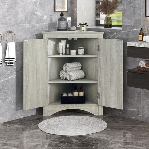 NicBex Modern Triangle Bathroom Corner Cabinet with 3 Adjustable Shelves,Freestanding Storage Cabinet with Anti-Tipping Device for Bathroom - 1 of 4