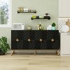 TIRAMISUBEST Modern 4-Door Sideboard with Carved Diamond Elements, Coffee Bar Cabinet with Adjustable Shelf, for Dining Room, Kitchen, Living Room - 3 of 4
