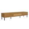 TIRAMISUBEST Mid Century TV Stand 80 Inch Rattan Doors 2 Drawers Open Shelf Woodgrain MDF Solid Wood Legs Soft Close Living Room - 4 of 4