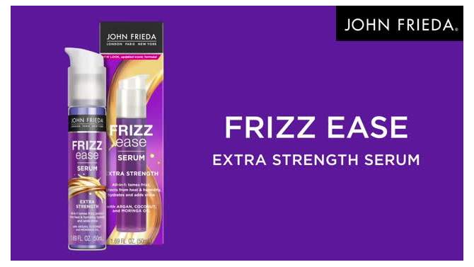 John Frieda Frizz Ease Extra Strength Hair Serum, Nourishing Treatment Argan, Coconut, and Moringa Oil - 1.69 fl oz, 2 of 14, play video