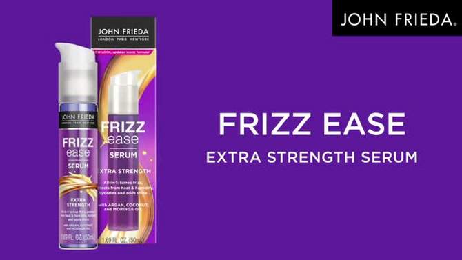 John Frieda Frizz Ease Extra Strength Hair Serum, Nourishing Treatment Argan, Coconut, and Moringa Oil - 1.69 fl oz, 2 of 14, play video