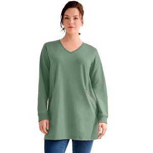 ellos Zip Pocket French Terry Sweatshirt Tunic - 1 of 3