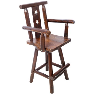 VYNXARIA Rustic Bar Stool，Chair with Decorative Star Backrest, Rustic Kitchen Stool,Tall Bistro Chair for Dining Room, Restaurant,Brown