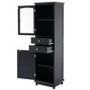 63" Tall Bathroom Storage Cabinet with Glass Doors, Free-Standing, Two Drawers, and Adjustable Shelves, MDF Board, Painted Black - 4 of 4