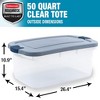 Rubbermaid 5 Pack Roughneck Clear Storage Containers, Stackable Heavy-Duty Totes for Garage or Closet Organization with Snap-Fit Lids, 50 Quart - 2 of 4