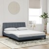 vidaXL Bed Frame with LED without Mattress "Hanko" Dark Gray 59.8"x79.9" Velvet - 3 of 4