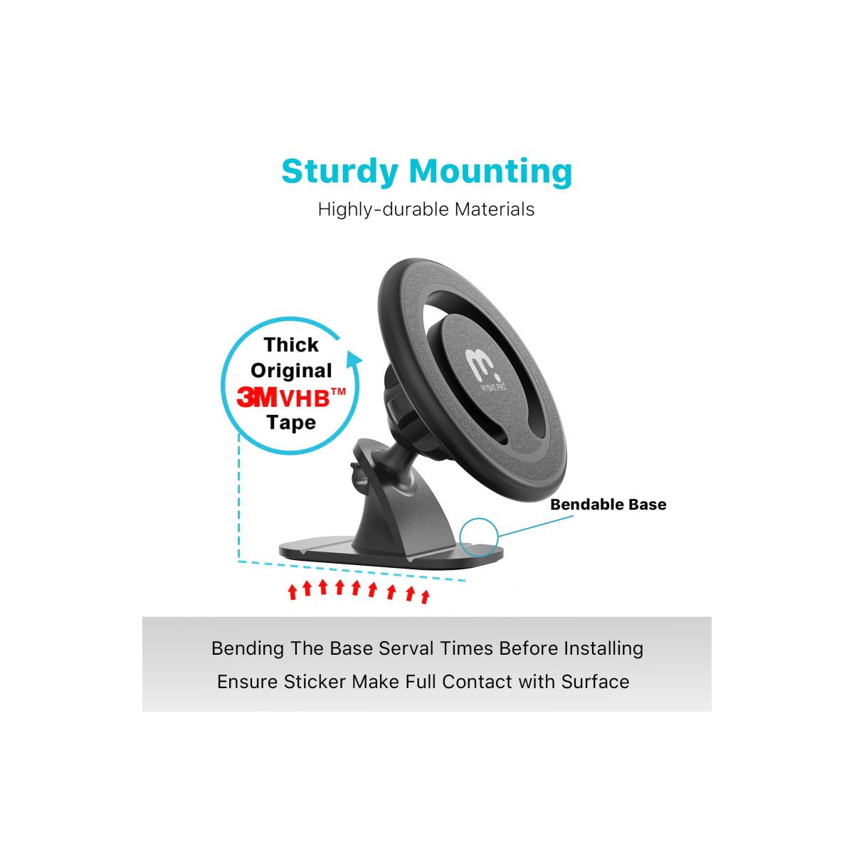 MyBat Pro 3-in-1 Magnetic Car Mount – Hands-Free Phone Holder for Car - Black - thumbnail 3