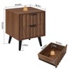 19.7" Mid Century Modern Fluted Nightstand with Drawers & Open Storage, Solid Wood Legs Walnut Bedside Table for Bedroom – Bekrvio - 2 of 4