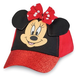 Collections Etc Adjustable Minnie Mouse Kids Sparkly Baseball Hat with Ears Gender Neutral - 1 of 3