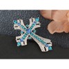 Anna-Kaci Silvery Tone Religious Cross Brooch Sparkling Aquamarine Blue or Victorian Clear Crystal Rhinestones - 2 of 4