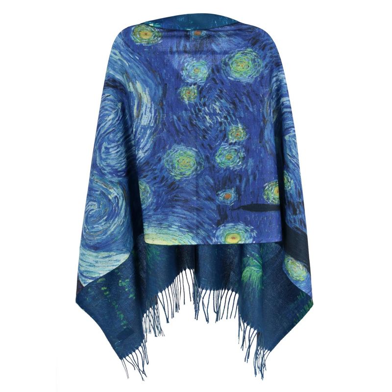 The Magic Scarf Company Women's Reversible Sueded Van Gogh Print Button Shawl, 3 of 6