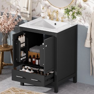 Grungis Bathroom Vanity with Single Combination Under Counter Sink and Soft Closure,Bathroom Storage Cabinet with 2 Doors and a Drawer - 1 of 4