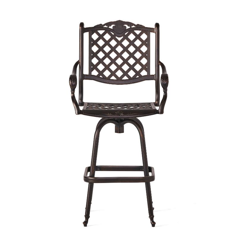 Avon Set of 2 Cast Aluminum Patio Barstool - Copper - Christopher Knight Home, 5 of 12