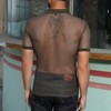 YESFASHION Men's Mesh Fishnet See Through Polo Shirts Muscle T Shirt Workout Transparent Tees Top - 2 of 4