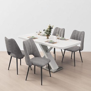 5-Piece Expandable Dining Table Set with 4 Upholstered Chairs, Rectangular Kitchen Table with Adjustable Length for 4–6 People, for Dining Room - 1 of 4