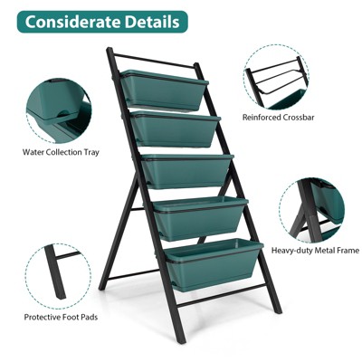 Green 5-Tier Vertical Herb Garden Planter Box with Iron Frame