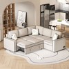 NicBex Convertible Modular Sectional Sofa Modern L-Shaped Pull Out Sofa Bed with 2 USB ports & 2 Power Sockets for Living Room,Apartment,Cream - 4 of 4