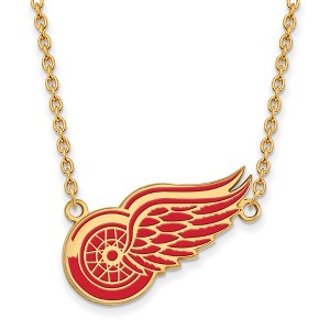 Black Bow Jewelry 14k Yellow Gold Plated Sterling Silver Detroit Red Wings NHL Necklace 18 Inch - 1 of 4