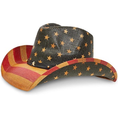 Vintage Look Cowboy Hat, American Flag Design