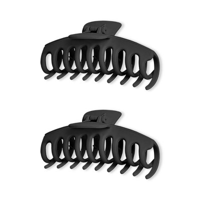 LA Glam Co. Nude 4" Casual Ladies Claw Clips - All Hair - 2-Pack - Black