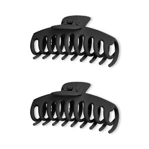 LA Glam Co. Nude 4" Casual Ladies Claw Clips - All Hair - 2-Pack - Black - 1 of 1