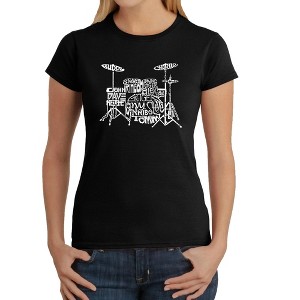 LA Pop Art Women's Word Art T-Shirt - Drums - 1 of 4