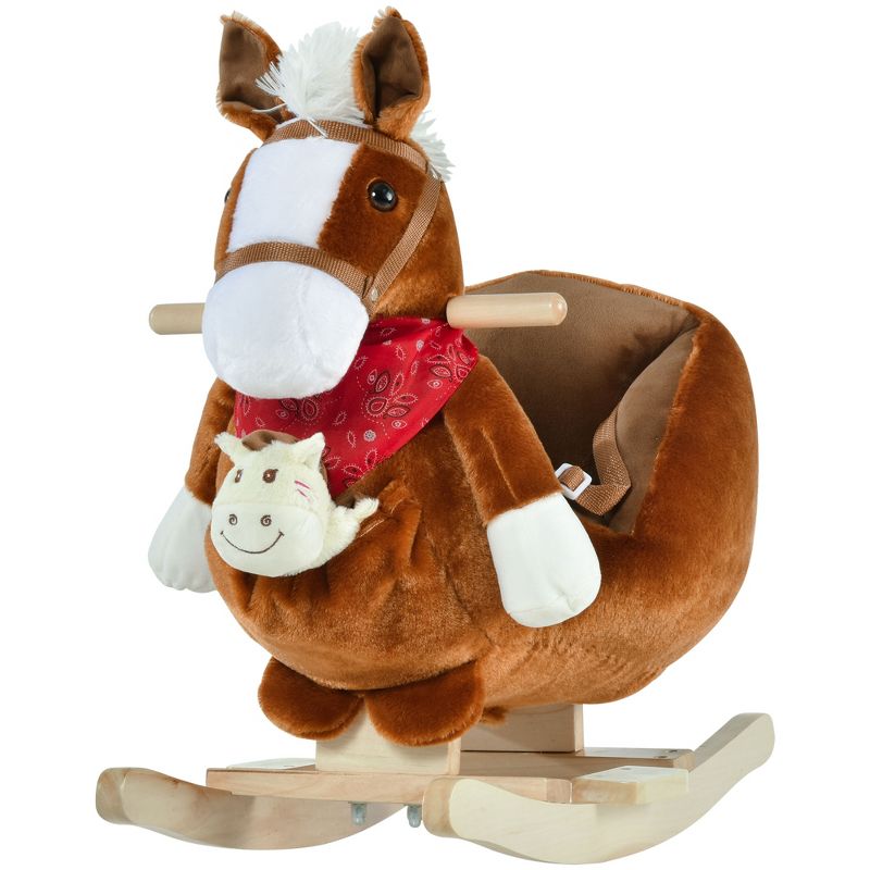 Qaba Kids Ride-On Rocking Horse Toy Rocker with Fun Song Music & Soft Plush Fabric for Children 18-36 Months, 5 of 11