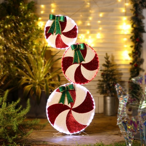 Luxenhome Peppermint Candy Christmas Lighted Led Indoor Outdoor ...