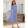 Womens Pleated Party Dress Long Sleeve V Neck Ruffle Elastic Empire Waist Wedding Guest Cocktail Dress - 2 of 4