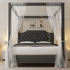 Upholstered Canopy Bed Frame with Headboard, Button Tufted, Nailhead Trim Design, No Box Spring Required - 3 of 4