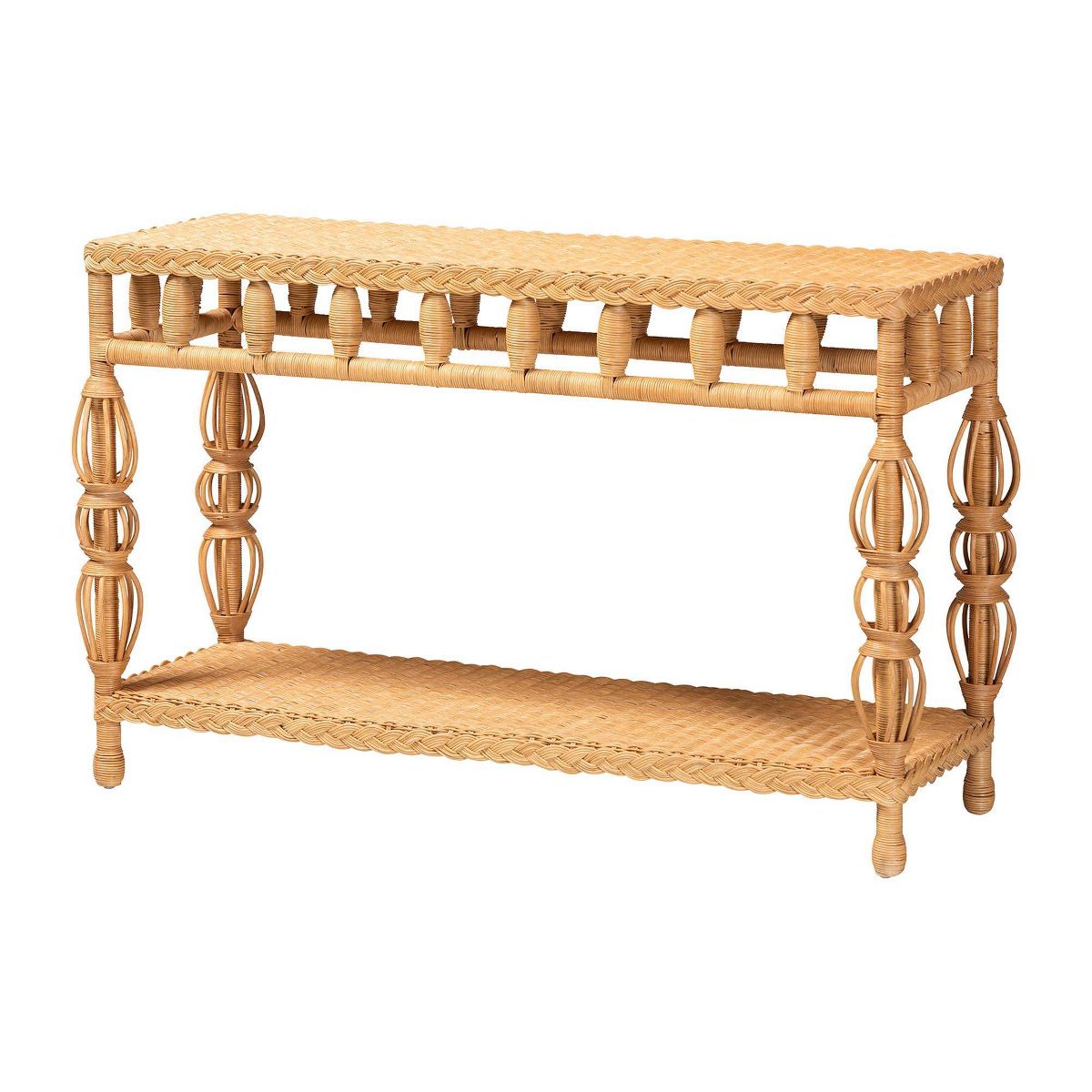 bali & pari Dolby Natural Rattan Console Table Light Honey