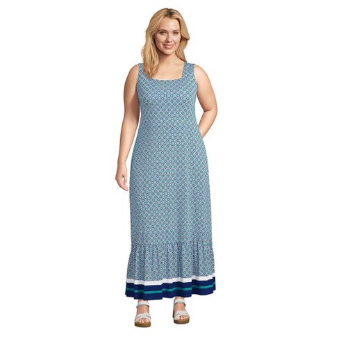 Women's Cotton Modal Square Neck Tiered Maxi Dress