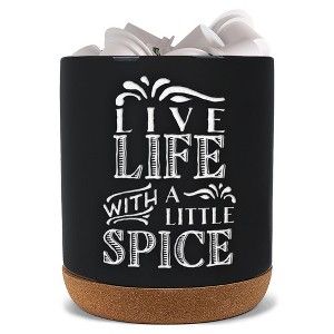 Elanze Designs Life With Spice Black X-Large Cork Bottom, Kitchen Counter, Ceramic Stoneware, Coffee, Tea and Hot Chocolate, Machine Brewing, K - 1 of 1