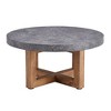 VYNXARIA Modern Gray Texture Round MDF Coffee Table - 31.4" Diameter - 3 of 4