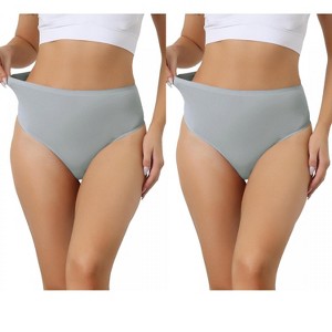 Allegra K Women's High Waist Tummy Control Stretch T-back Breathable Comfortable Thongs 2 Packs - 1 of 4