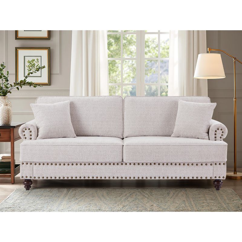 Upholstered 3 Seat/Loveseat/1 Seat Sofa Couches with Nailhead Accents, Scrolled Armrests, and Turned Legs-ModernLuxe, 1 of 8