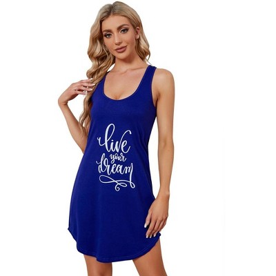 Women Tank Sleep Dress Sleeveless Lace Back Nightgowns Comfy Sleepshirt Cute Printed Sleepwear Sexy Crossover Sleep Dress