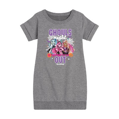 Girls' - Mattel - Ghouls Night Out Graphic Short Sleeve Fleece Dress