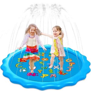 WOPET 67" Splash Pad Water Play Mat for Kids & Toddlers ¨C Outdoor Sprinkler Pool, Fun Learning Water Toys for Backyard, Summer Games (Blue) - 1 of 1
