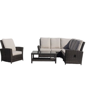 Courtyard Casual Cheshire 5 pc Recline Sectional Set with Club Chair and Coffee Table - 1 of 4