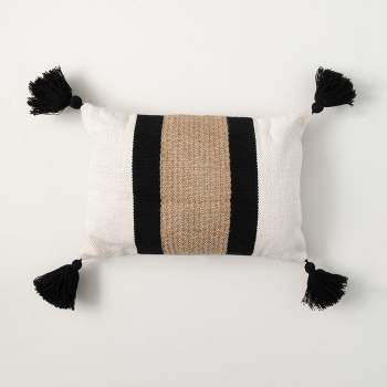 12"H Sullivans Stripe Bolster Tasseled Pillow, Multicolor
