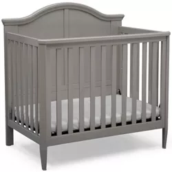 Delta Children Parker Mini Convertible Baby Crib with Mattress and 2 Sheets - Gray